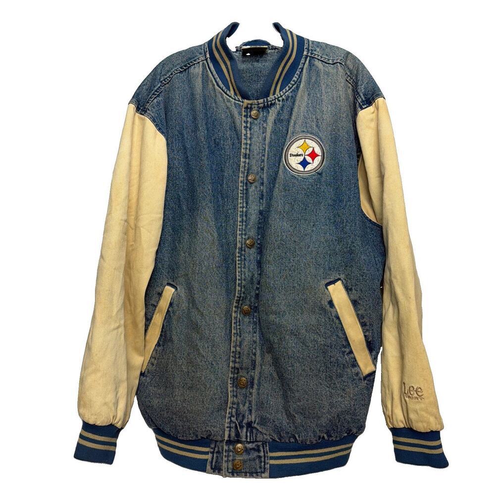 Vintage 90s Lee Sport Pittsburgh Steelers Denim Varsity Jacket